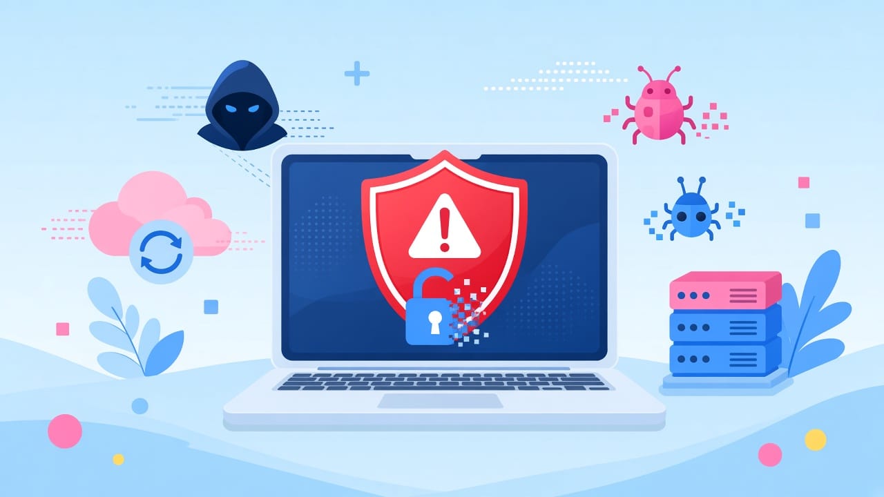 WordPress site hacked featured image: glowing padlock shield on a dark screen with the title WordPress Hacked? Signs and Recovery, practical guide for Sri Lanka SMEs