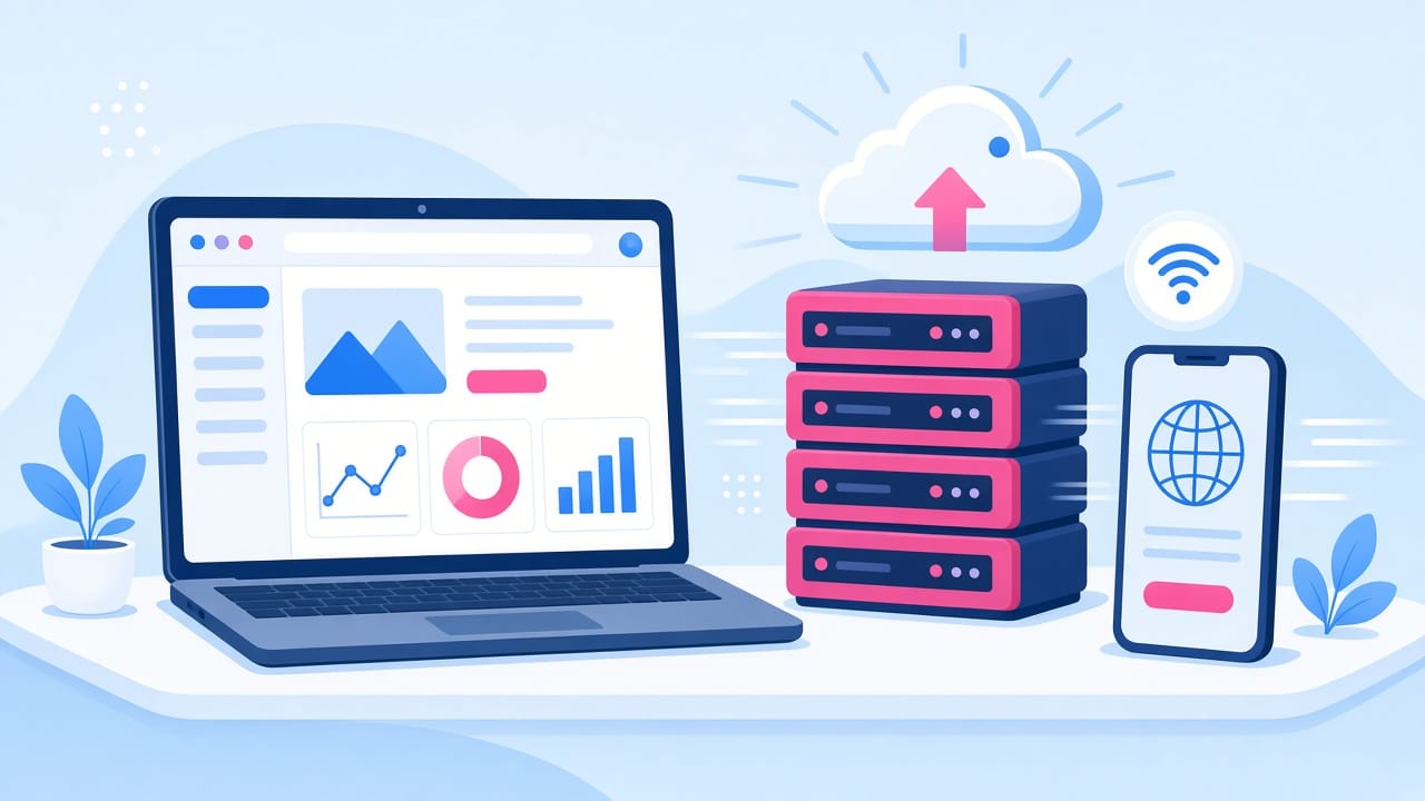 Choosing Web Hosting for Sri Lanka SMEs 1 Choosing web hosting featured image: glowing blue server network illustration with the title Choosing Web Hosting for Sri Lanka SMEs